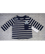 NEW Baby Boy Long Sleeves Blue Stripes Shirt with Pocket Otter Print 3 M... - $13.38 CAD
