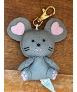 Bow Tie Cute Gray &amp; Pink Felt MOUSE Key Chain Backpack Decoration – 3.5 ... - £6.03 GBP