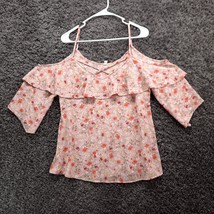 My Beloved Shirt Women Medium Pink Ditzy Floral Cold Shoulder Boho Layer... - $8.57