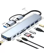 "8-in-2" USB Hub with Splitter and Card Reader: USB-C, USB 3.0 / 2.0 Por... - $10.99