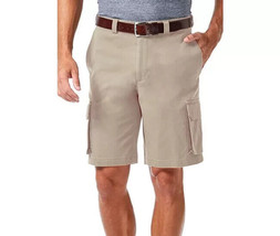 Haggar Comfort Stretch Cargo Shorts Mens 44 Beige Tech Pocket Expend Waist NEW - £26.01 GBP