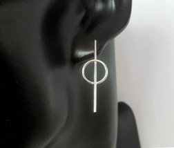 Geometric Dangle Earrings 925 Sterling Silver. Handmade Women Circle Earrings  - £20.15 GBP