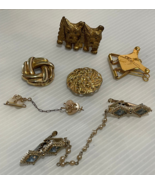 6pc Lot Antique art deco dress, fur, hat,  Scarf clips - $21.26 CAD