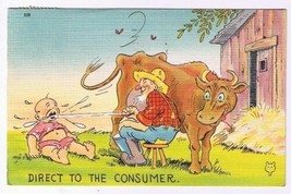 Comic Postcard Milk Direct To The Consumer Cow Farmer Baby - £2.33 GBP