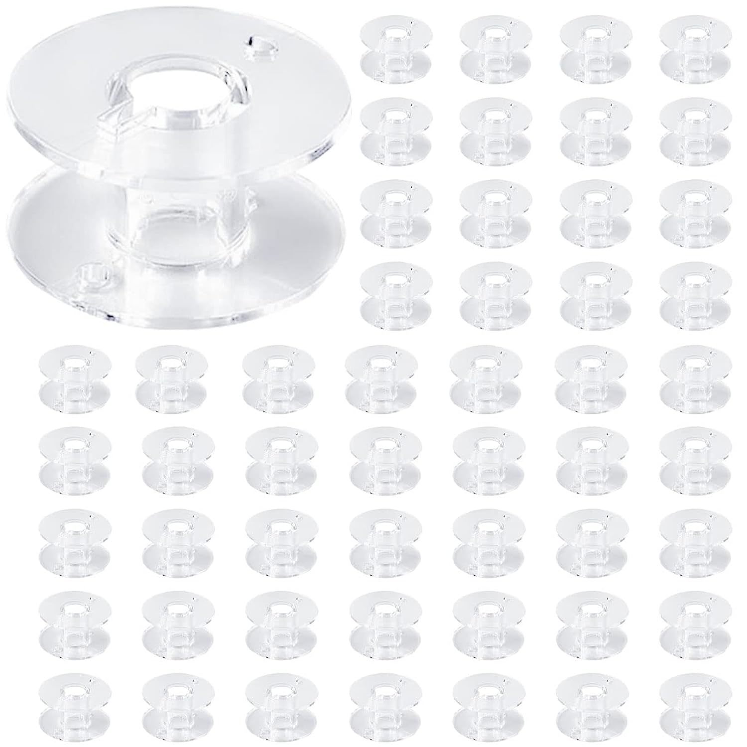 50 Pack Clear Plastic Sewing Machine Bobbins Class 15 Sewing Bobbins Compatible  - $12.99