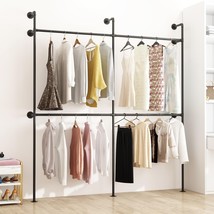 ORSENIGO Industrial Pipe Clothing Rack, Heavy Duty Metal (Double, Black) - $71.25