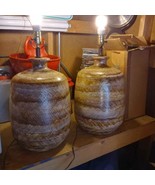 Pair Mid Century 60&#39;s Ceramic Spiral Drip Glaze Table Lamps 18&quot;x12&quot; Chic... - $136.46 CAD