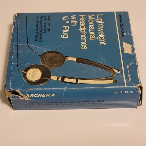 Vintage Archer Lightweight Monaural Headphones with 1/4" Plug CAT no 20-210 Rare Item image 14