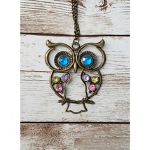 Multi Colored Large Owl Pendant Necklace with 24&quot; Chain - Brand New - $14.99