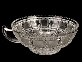 Cut Glass Soup Bowl, Textured Squares, Sawtooth Strips, Starburst Bottom... - $14.65
