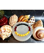 German Flag Gemstone Bracelet - Black Pearl, Red Carnelian &amp; Yellow Topa... - $29.39