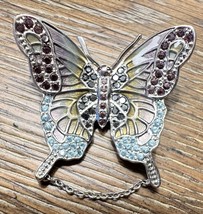 Vintage Judith Leiber Brooch Butterfly Crystal  &amp; Enamel Wings - £94.92 GBP