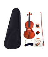 Glarry GV101 4/4 Acoustic Matt Violin Case Bow Rosin Strings Shoulder Rest Tuner - $79.99