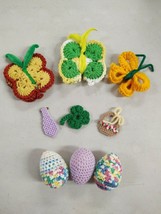 Easter Decor Handmade Eggs Butterfly Pins Hand Crocheted Shamrock Retro Vintage - $14.84