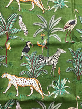 Indian cotton fabric jungle print by the yard green women dress upholstery cloth - £8.79 GBP