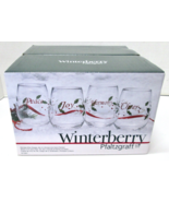 Pfaltzgraff Winterberry Stemless Wine Glass Tumbler Set of 4 Christmas -... - $33.31 CAD