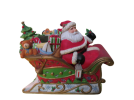 Partylite Santas Sleigh Ride Ceramic Tealight Candle Holder Holiday Christmas 7&quot; - $19.79
