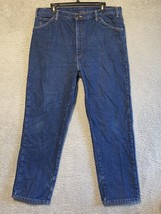 Dickies Plaid Fleece Lined Men&#39;s Blue Work Jeans 38x32 - $21.38