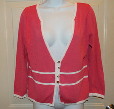 Finity Pink and White Striped Cardigan Sweater size Small *EUC - $9.99