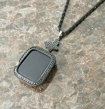 EMJ Bling Apple Watch Butterfly Charm Pendant Necklace Black Bezel Case 40/44 mm - £69.25 GBP+