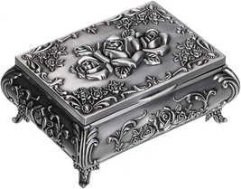 Mother Day Gift for Mom Wife, Vintage Metal Jewelry Box Small Trinket Jewelry St - £16.89 GBP