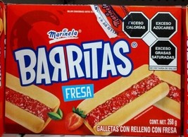 3X MARINELA BARRITAS FRESA STRAWBERRY COOKIE BARS - 3 BOXES of 268g EACH  - £23.88 GBP