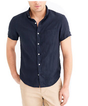 NEW J. Crew Linen Blend Short Sleeve Button Down Shirt Size XL Blue Casual Slim - £36.38 GBP