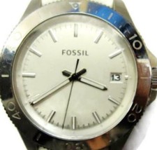 Fossil Wristwatch AM4471 Men Retro Date WR100 White Silicone Glo Analog New Batt - £30.08 GBP