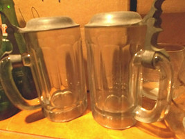 Albert Pick &amp; Company Chicago Lot of 2 Clear Beer Stein With Metal Lids 1930&#39;s - £56.37 GBP