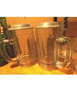 Albert Pick & Company Chicago Lot of 2 Clear Beer Stein With Metal Lids 1930's