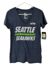 Nike Women&#39;s Seattle Seahawks Team Stripe Deep V-Neck T-Shirt, Navy, Small - £15.79 GBP