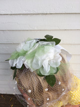 Easter Veil White Net Floral Wedding Bridal Whimsy Vintage - £17.30 GBP