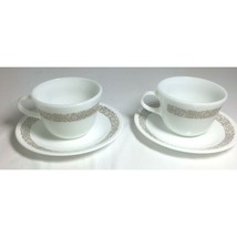 Corelle Corning Woodland Brown 2 Sets Coffee Mug Tea Cup And Saucers Made In USA - £7.88 GBP