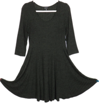 Torrid Women&#39;s Dark Greenish Gray Ribbed Sweater Knit Skater Dress Size M-L - £19.51 GBP