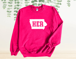 NEW- Pink Iowa Her Crewneck Sweatshirt or Hoodie, Caitlin Clark, Iowa Sweatshirt - £23.92 GBP