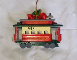 Vintage Christmas Ornament Cable Car San Francisco Wood Trolley Powell &amp; Market - £5.79 GBP