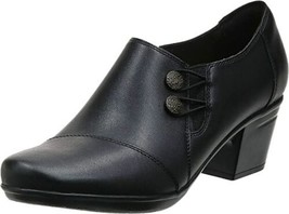 New Clarks Black Leather Comfort Boots Booties Pumps Size 7.5 W Wide - £55.94 GBP