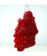 Vintage Beeswax Red Christmas Santa hanging Tree Ornament Large Sun Catcher - $376.53 MXN