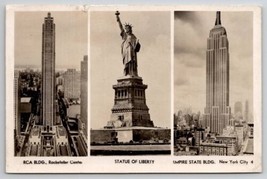 NYC Statue of Liberty RCA Empire State Bldgs 1940 To Bristol SD Postcard H38 - £4.79 GBP