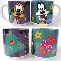 Goofy Pluto Disney Store 2 Coffee Mug Lot Christmas Holiday Ornaments Xmas Tree - £19.15 GBP