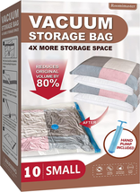 Vacuum Storage Bags, 10 Small Space Saver Bags Vacuum Seal/Sealer Bags w... - £22.27 GBP