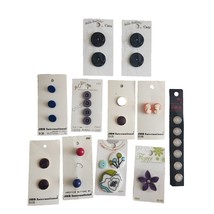Vintage Buttons On 11 Cards Germany Italy Thailand Hong Kong USA Enamel ... - $9.50
