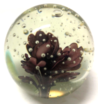 Dark Purple Flower 1 3/4&quot; Tall Chinese Glass Paperweight - £3.94 GBP