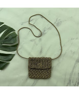 Ann Taylor Vintage Y2k Crochet Mini Bag Bronze Gold Metallic Cross Body ... - $24.74