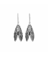 Sterling Silver Cicada Dangle Earrings 36x12mm - $125.78 CAD