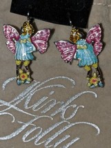 Kirks Folly Dangle Clip Earrings enameled bright colorful Angels Silvertone back - £19.65 GBP