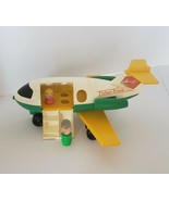 Fisher Price Little People Jet Plane Green Yellow #182 Vintage 1980 &amp; 2 ... - £17.11 GBP