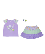 NWT Gymboree Toddler Girls 18-24M 2T 3T Posies Skirt Purple Tee Hair Cli... - £19.65 GBP