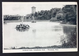 Vintage PC Winnipeg, Manitoba Canada Artificial Lake Assiniboine Park B&amp;W - £6.38 GBP