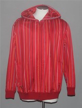 Vtg Delf Thin Striped Red Hoody Track Jacket Nylon Feel Mn&#39;s Xl Pristine - £38.74 GBP